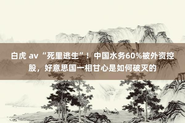 白虎 av “死里逃生”！中国水务60%被外资控股，好意思国一相甘心是如何破灭的