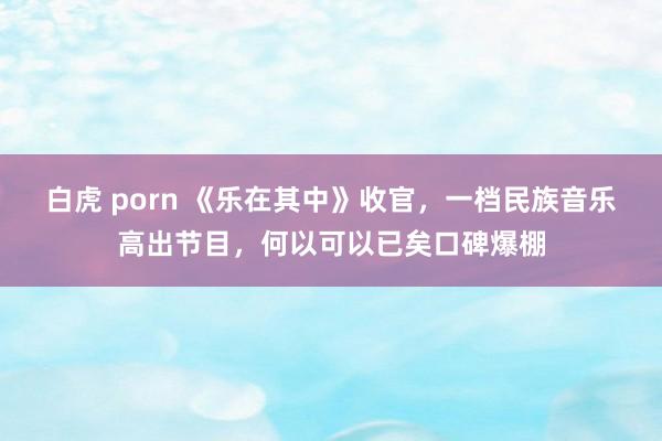 白虎 porn 《乐在其中》收官，一档民族音乐高出节目，何以可以已矣口碑爆棚