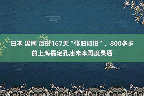 日本 男同 历时167天“修旧如旧”，800多岁的上海嘉定孔庙未来再度灵通